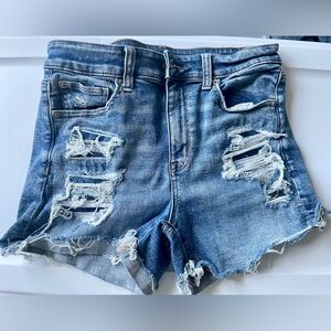 American Eagle Outfitters Blue Distressed Jean Shorts